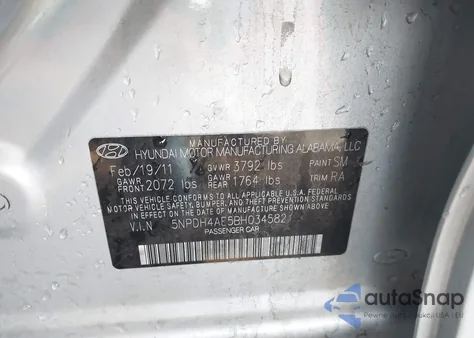 2011 Hyundai Elantra Gls from USA, damaged, VIN 5NPDH4AE5BH034582